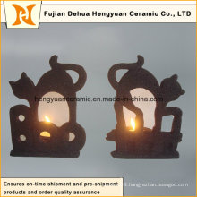 Black Ceramic Candle Holder for Halloween Decorations